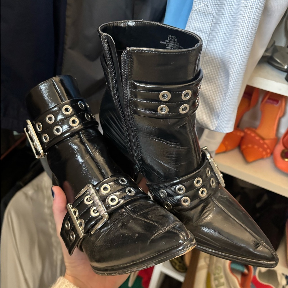 Black Buckle Ankle Boots